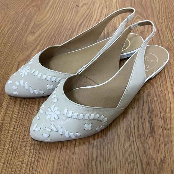 Jack Rogers Rory ivory slingback flat point toe shoes size US 8.5 - Picture 1 of 6